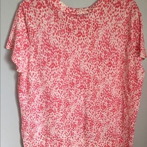 Talbots | coral color print short sleeve sweater